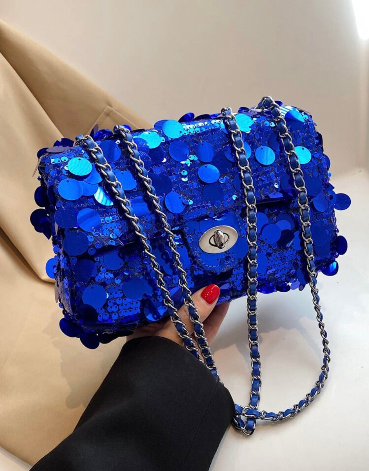 Blue Sequin Purse Toni Marie Collection