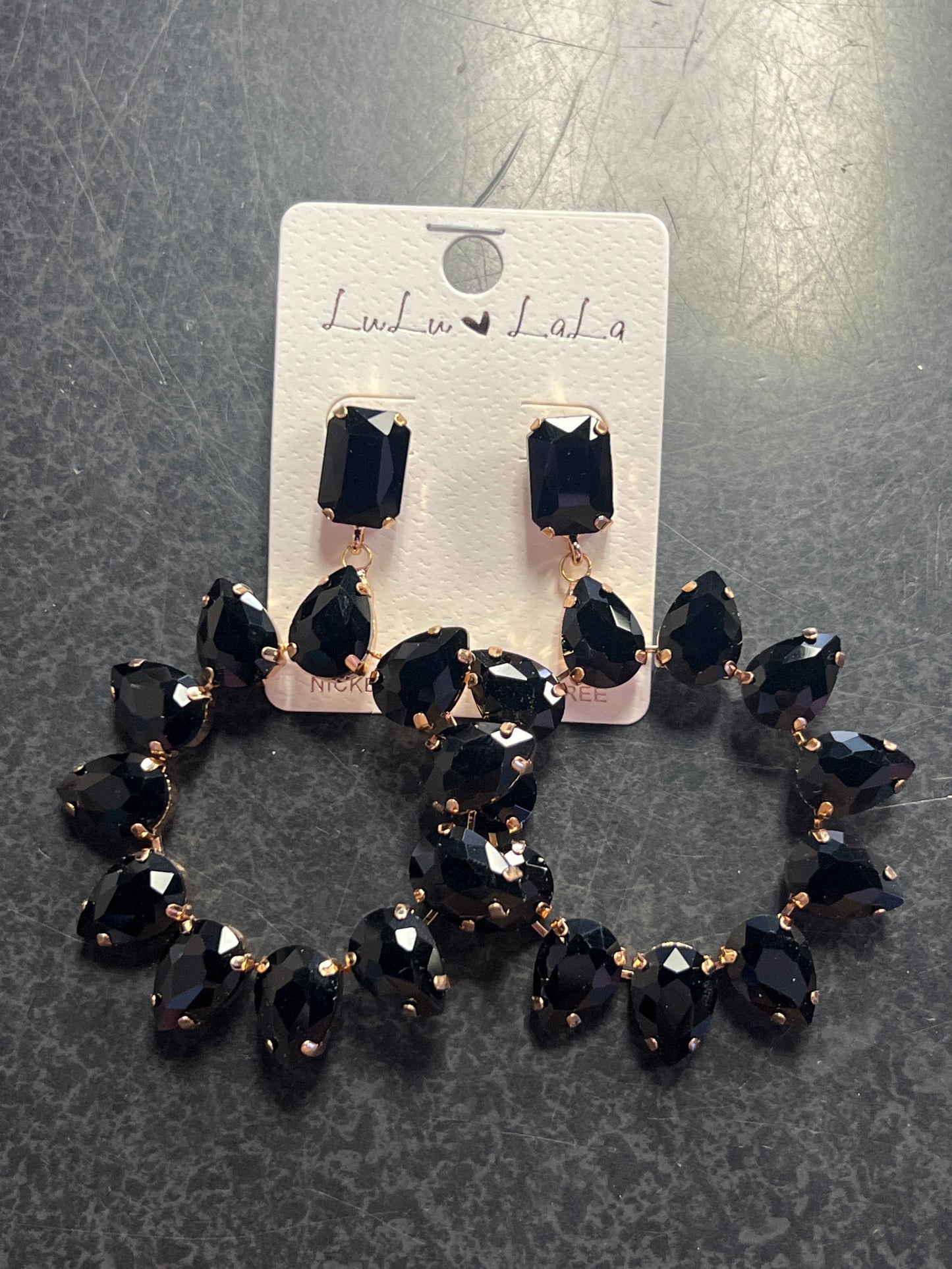 Black & Gold Circle Earrings