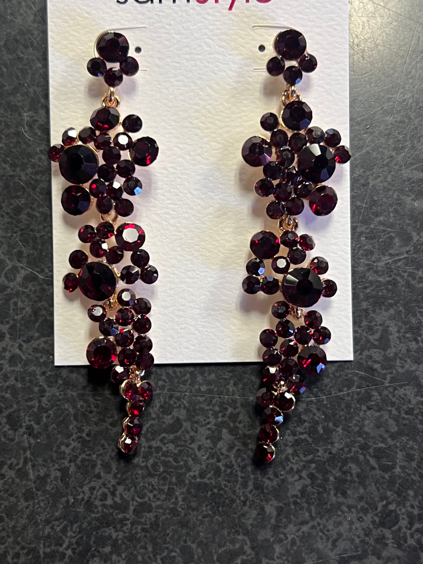 Burgundy Cranberry Drop Earrings