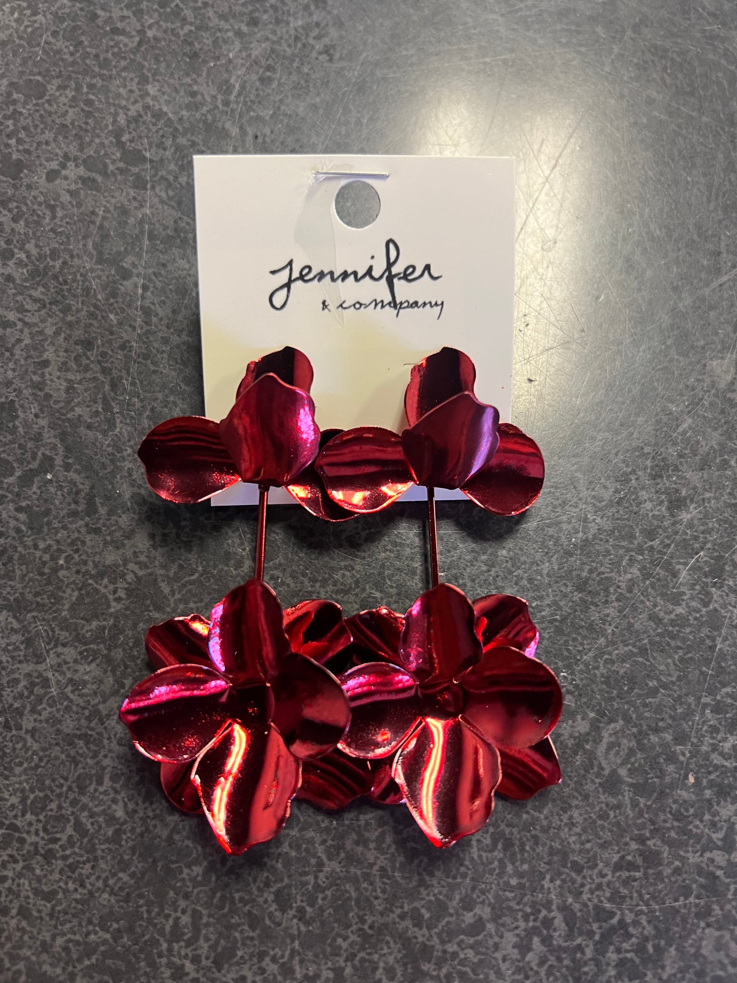 Burgundy Flower Earring