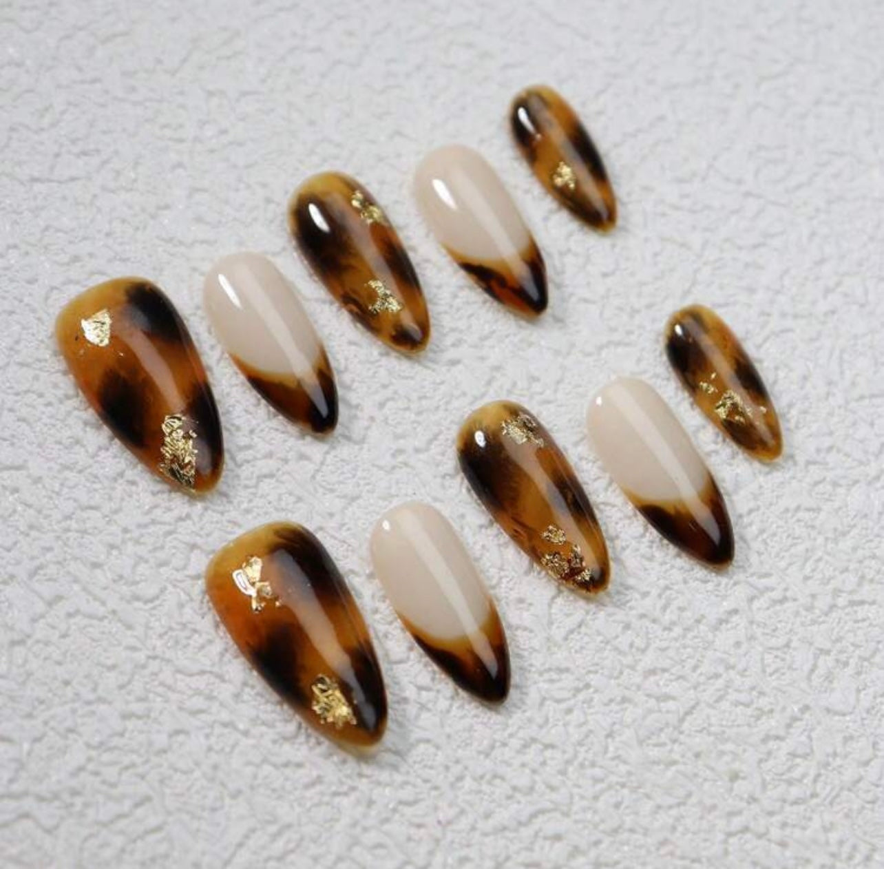 Cheetah & Gold Press on Nails