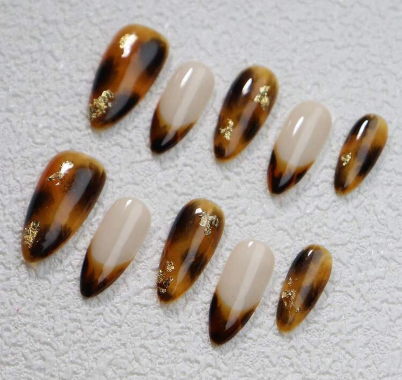 Cheetah & Gold Press on Nails