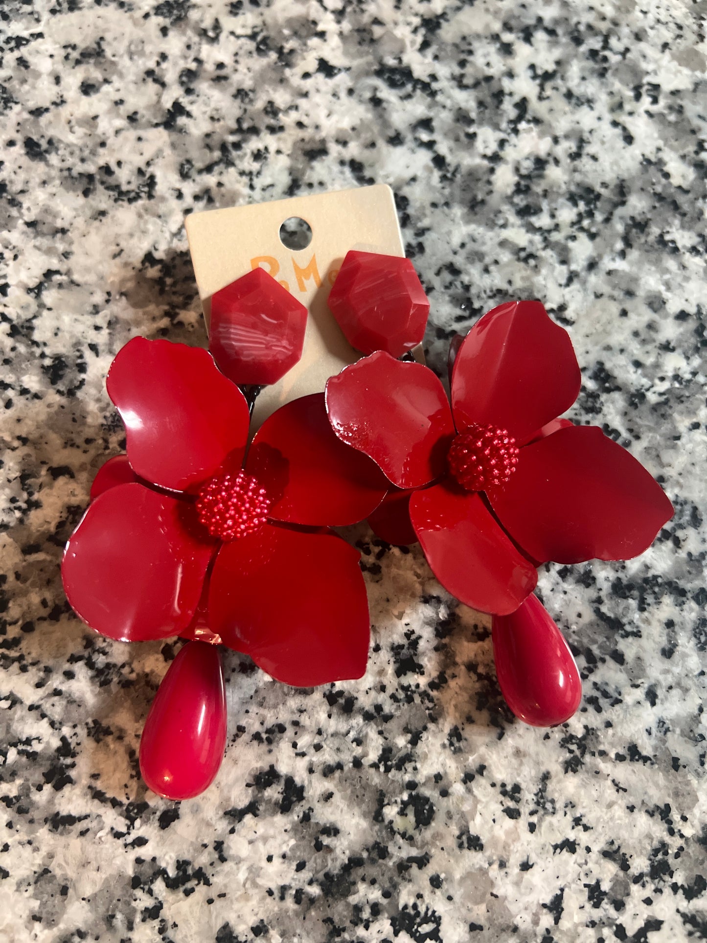 Red Flower Earrings