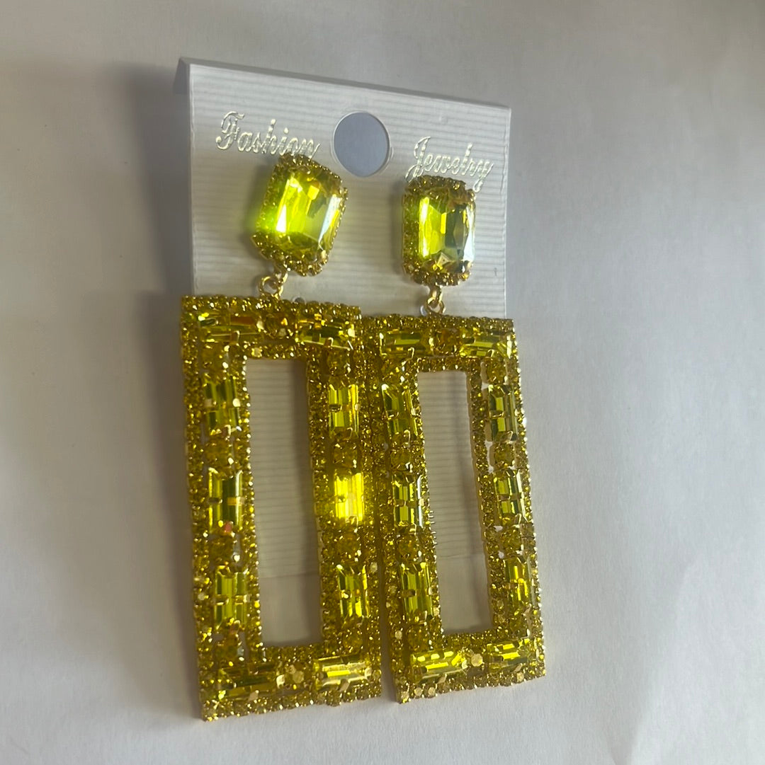 Yellow Rectangle Earrings