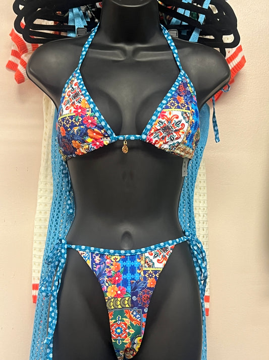 Blue Printed 2pc Swimsuit