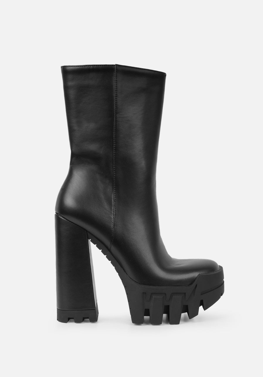 Black Chunky Platform Bootie