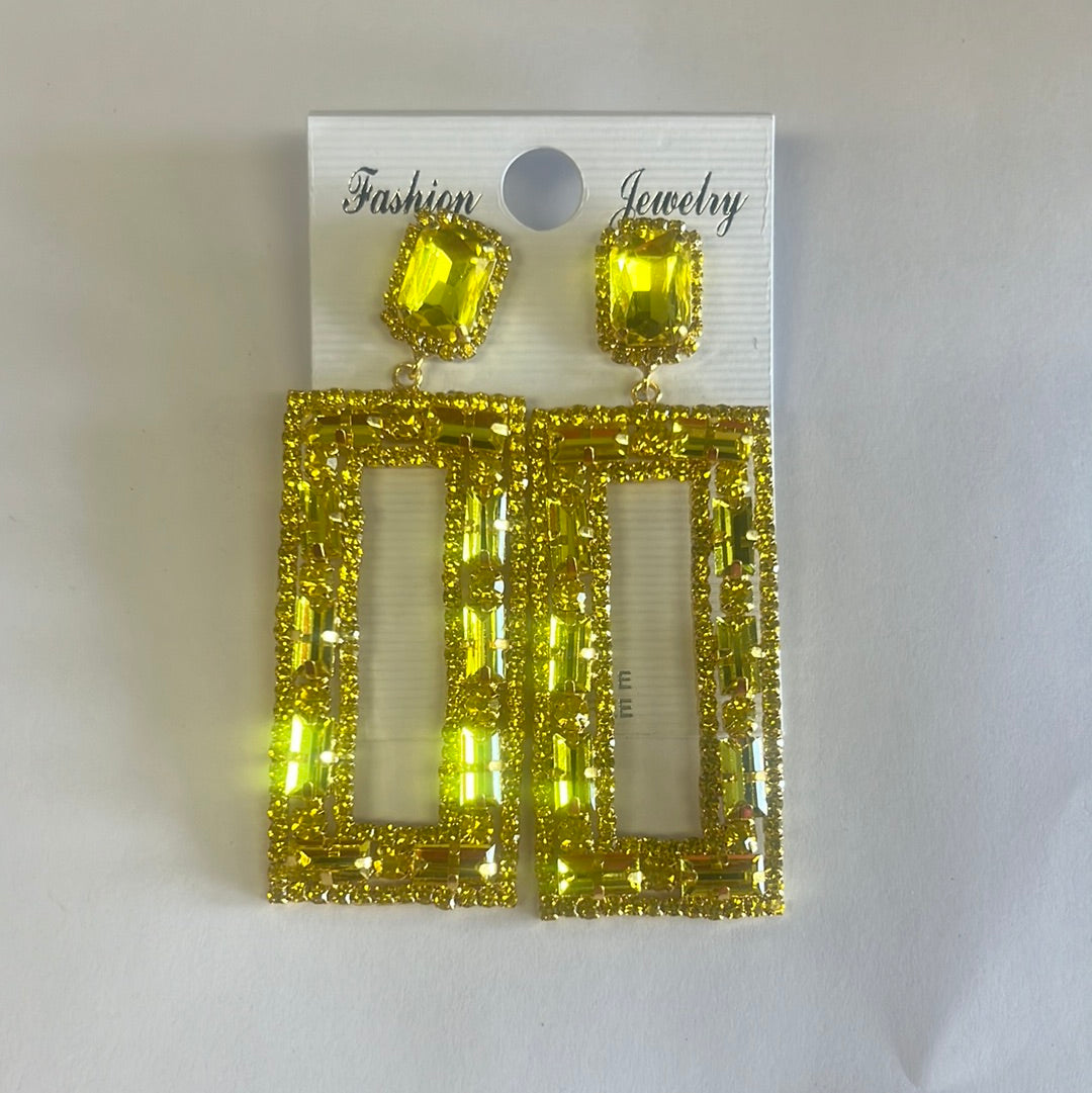 Yellow Rectangle Earrings