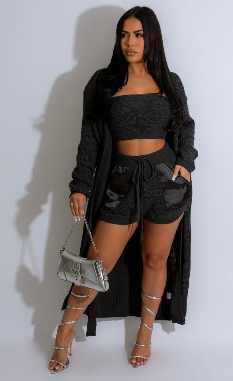 Black 3pc Cardigan Set