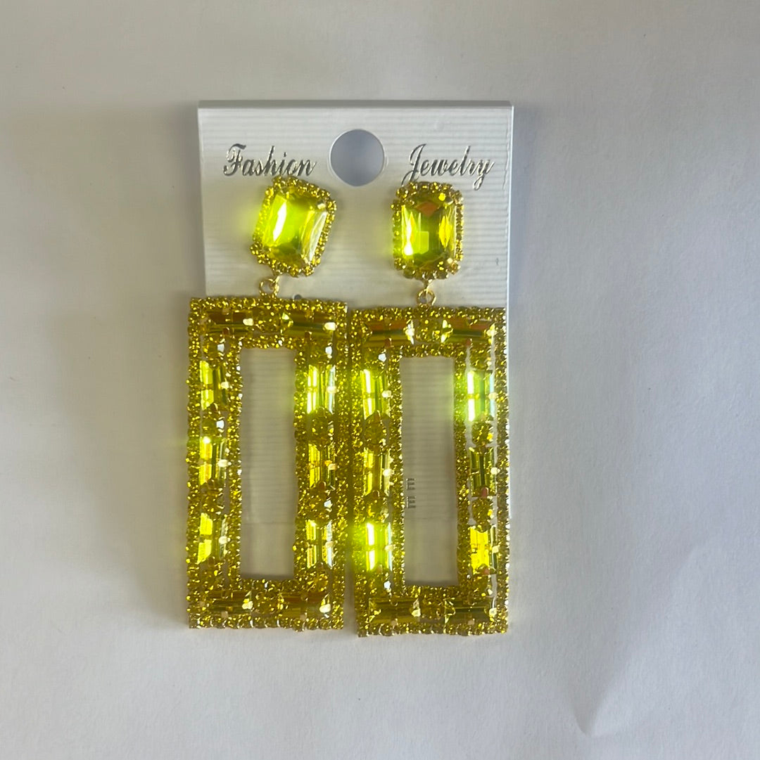 Yellow Rectangle Earrings