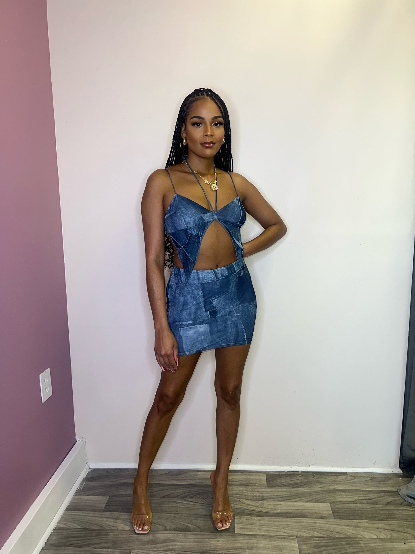 Like Denim Skirt Set