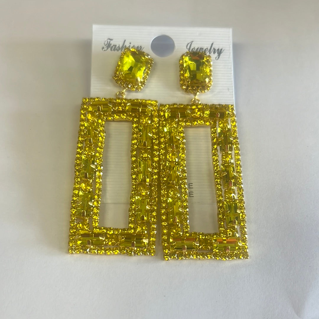 Yellow Rectangle Earrings