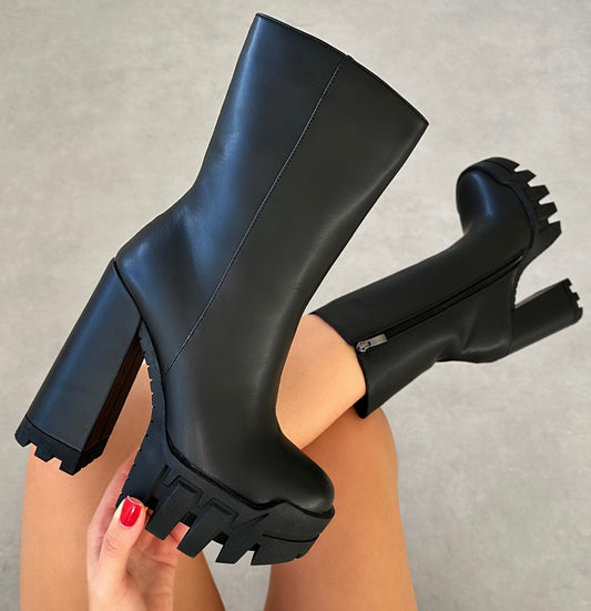 Black Chunky Platform Bootie