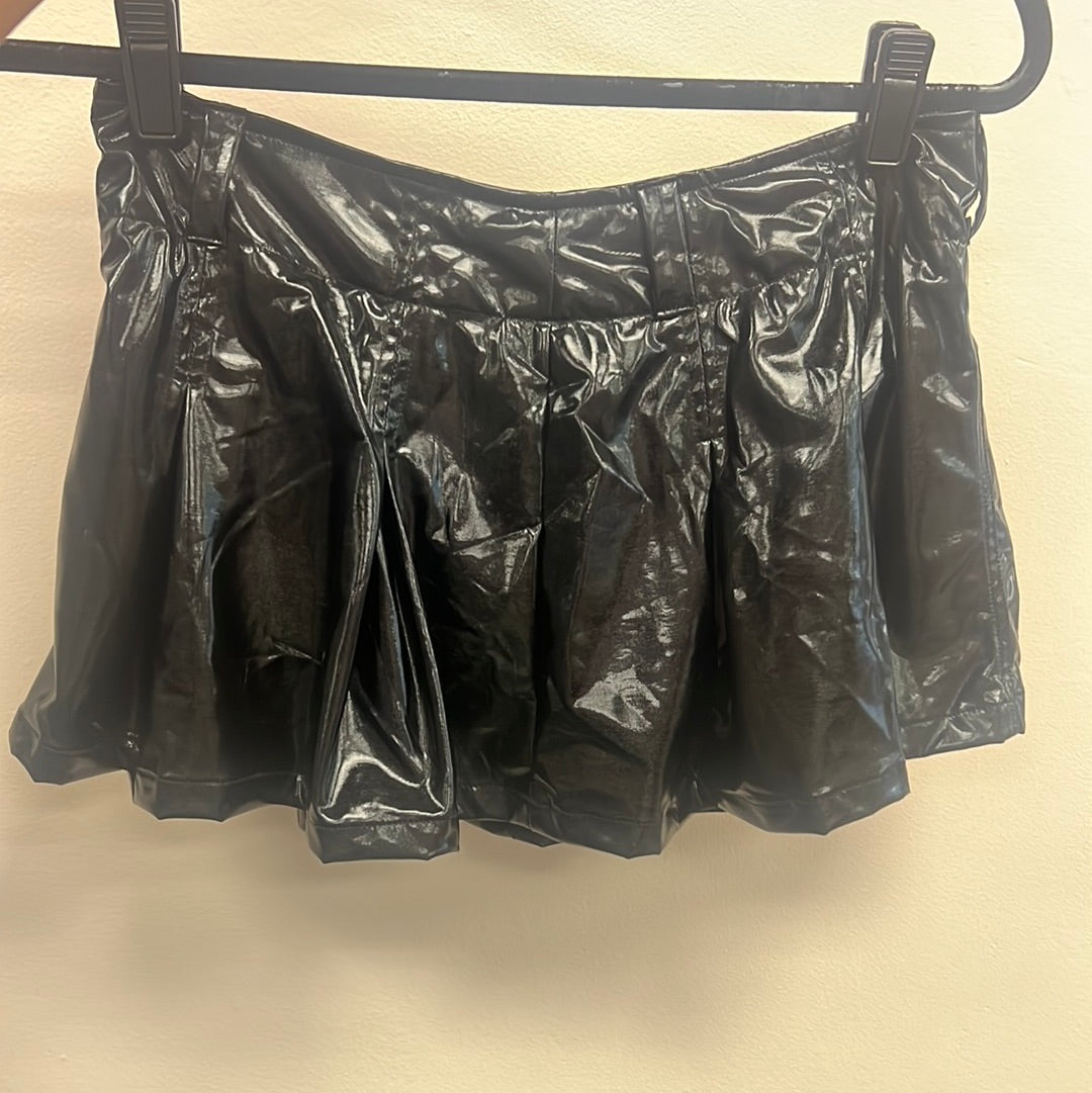 Black Leather Look Skirt