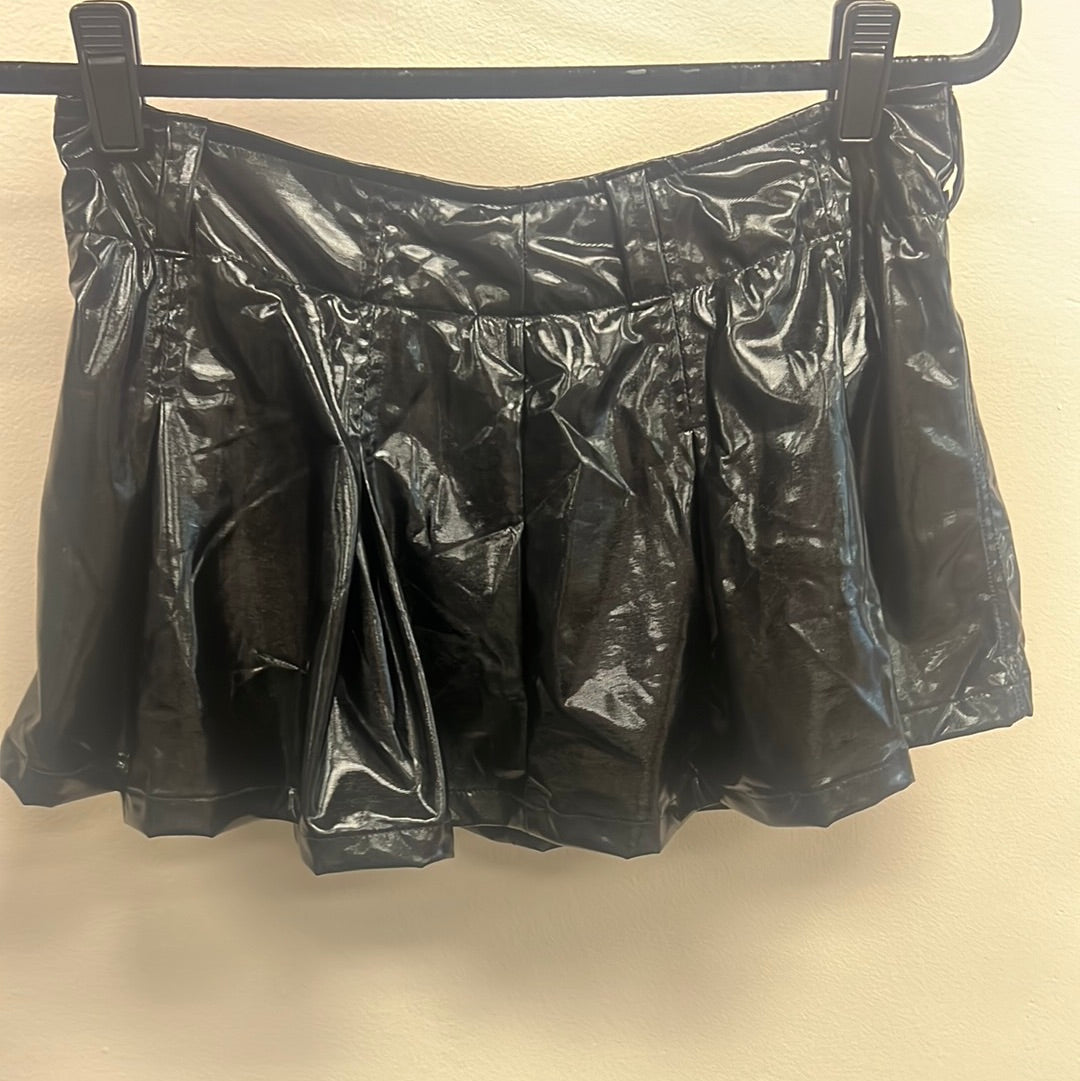 Black Leather Look Skirt