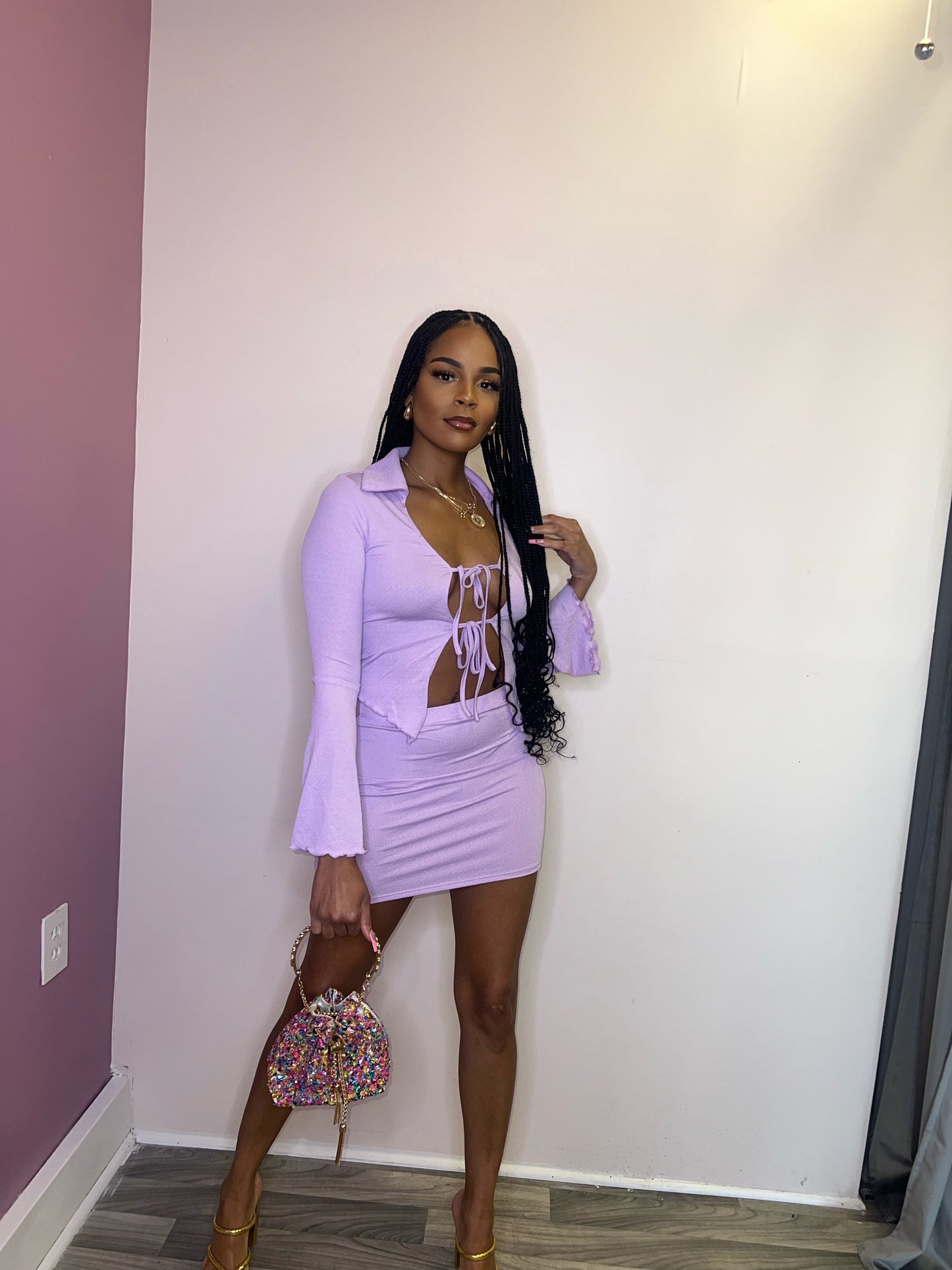 Lavender Mini Skirt Set