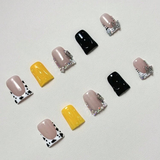 Yellow & Black Duckie Press On Nails