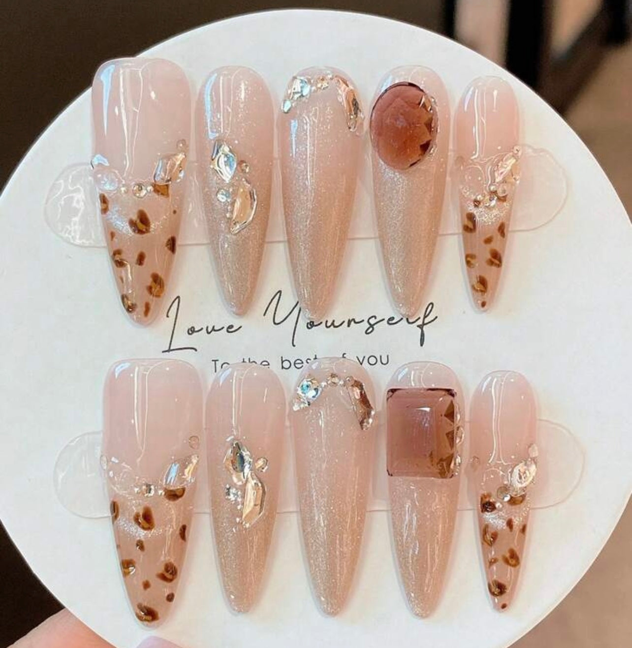 Nude Animal Print Tip Press On Nails