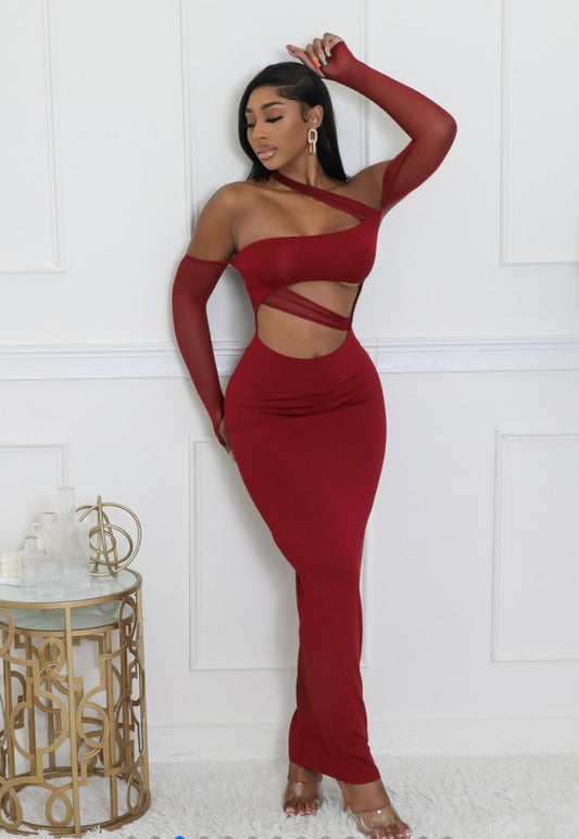 Burgundy Cutout Dress