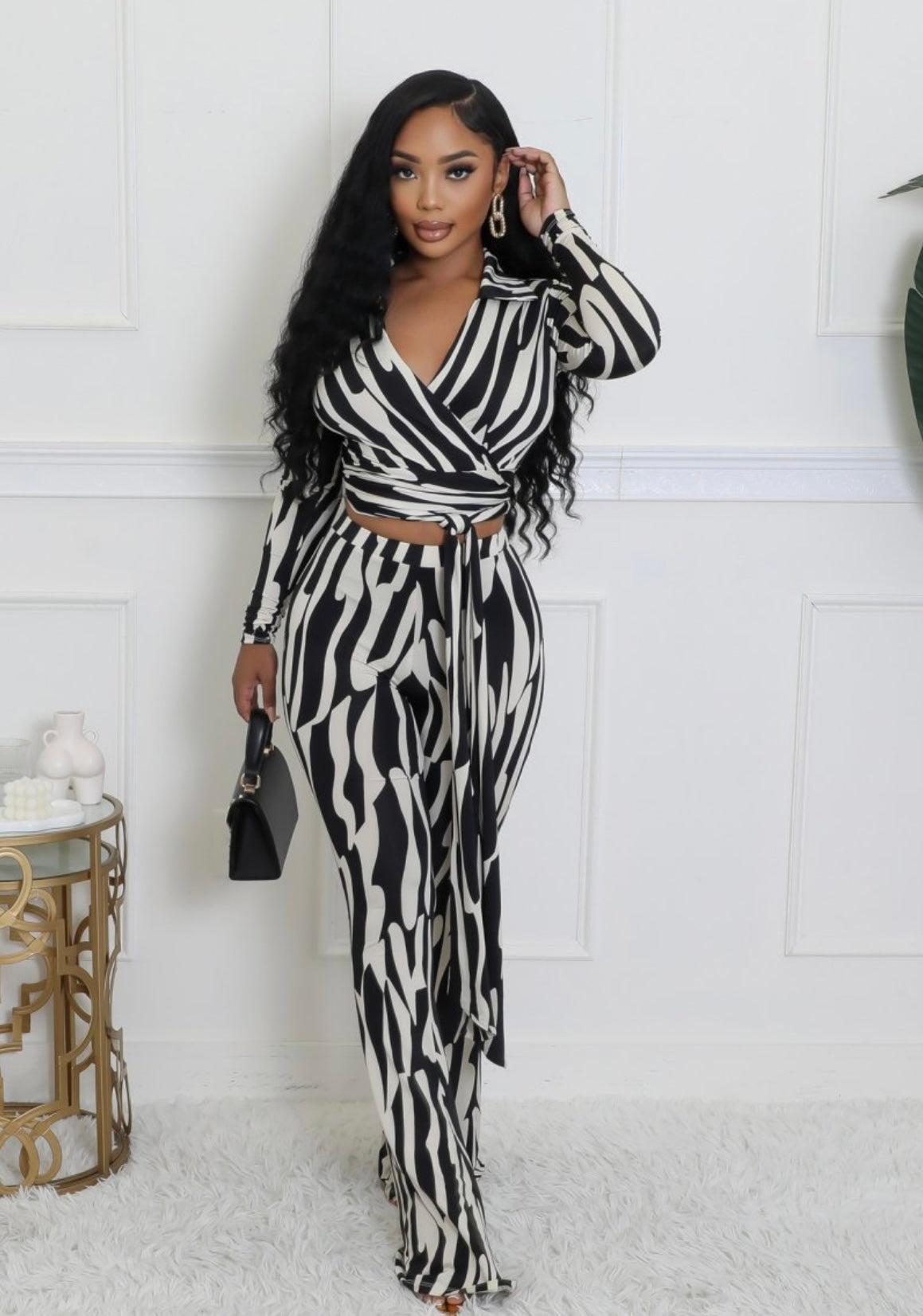 Black & White High Class Pants Set