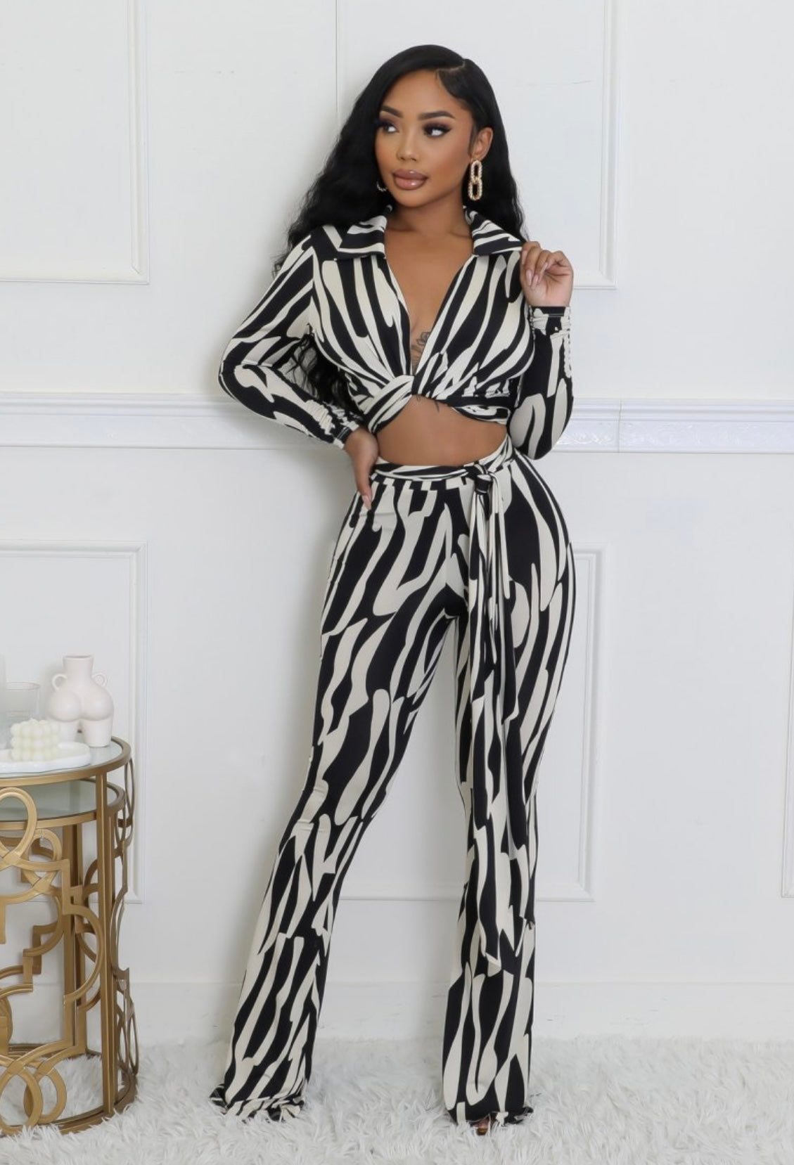 Black & White High Class Pants Set