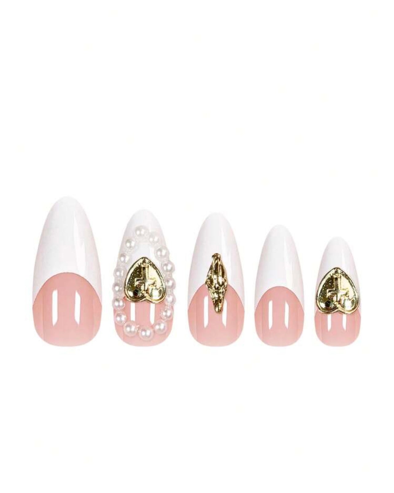 White French Tip Almond Press Ons