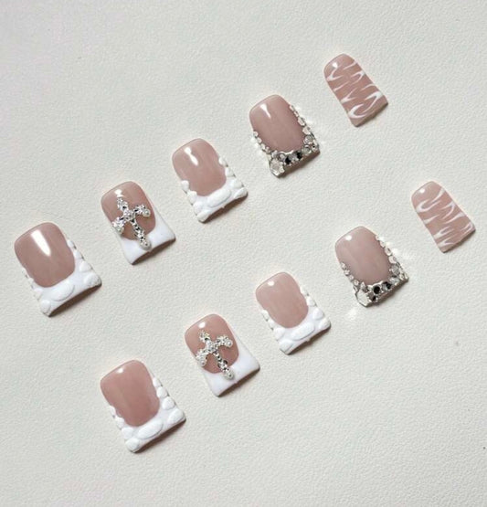 White Duckie Press On Nails