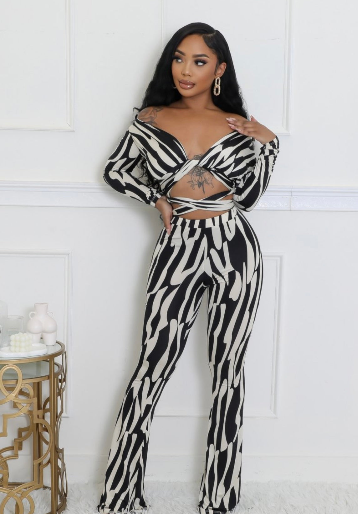 Black & White High Class Pants Set