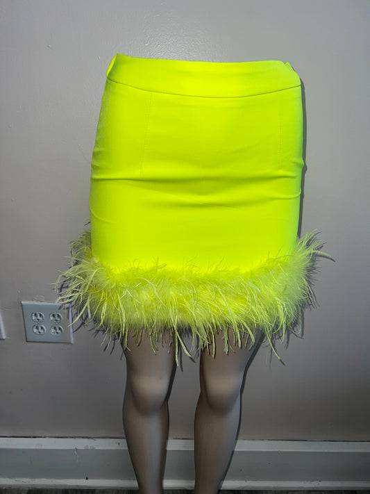 Yellow Lime Feather Skirt