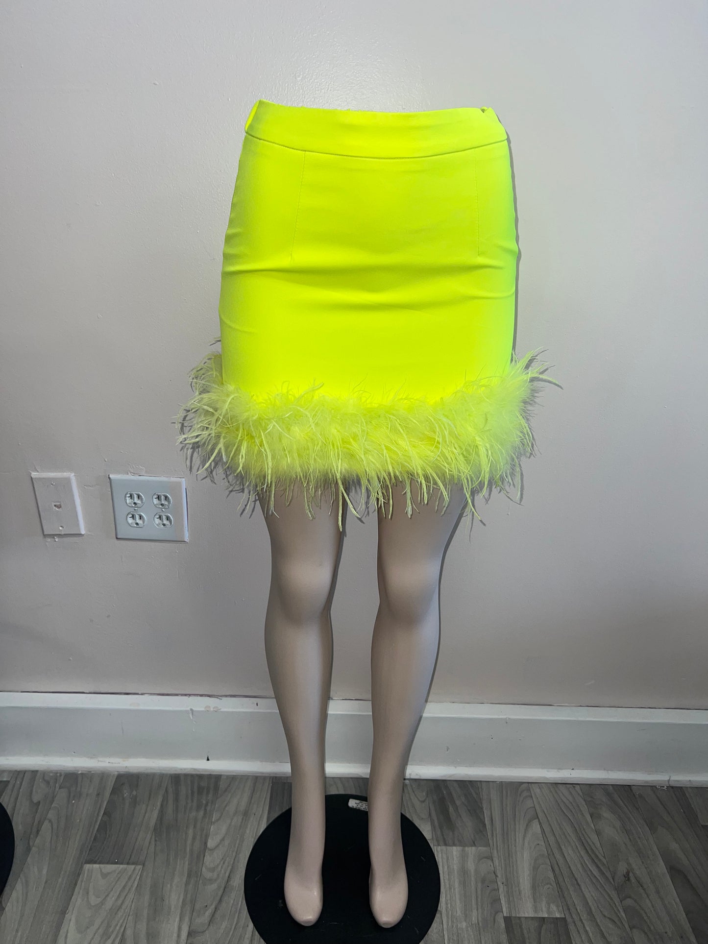 Yellow Lime Feather Skirt