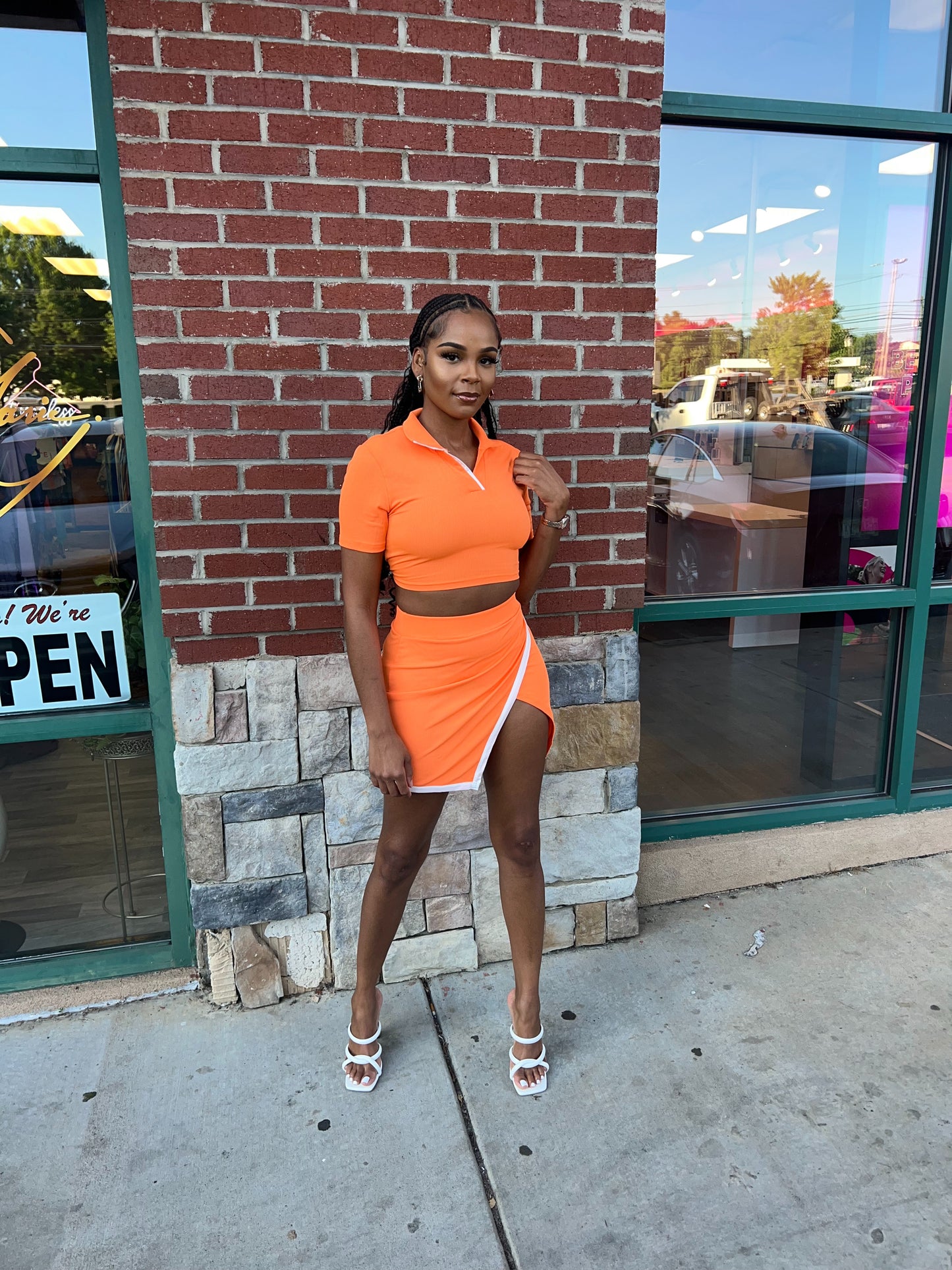 Orange Skirt Set