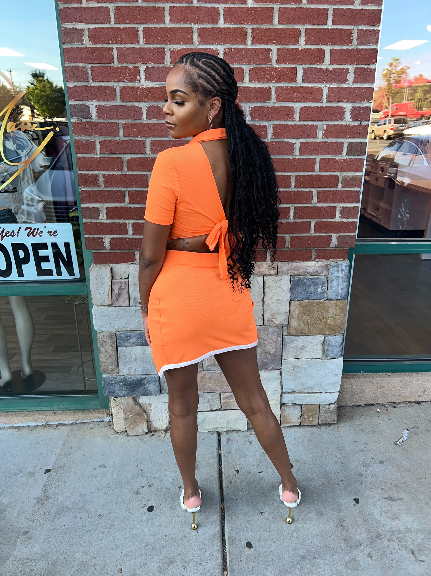 Orange Skirt Set